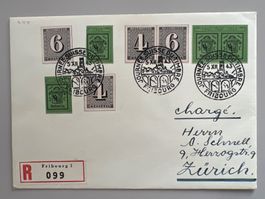 1943 Tag d. BF Fribourg Einges.Brief W17L+R+W12+13 div.komp.