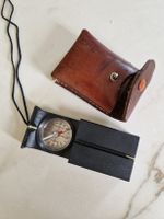 Vintage Peilkompass mit Lederetui, Top Zustand