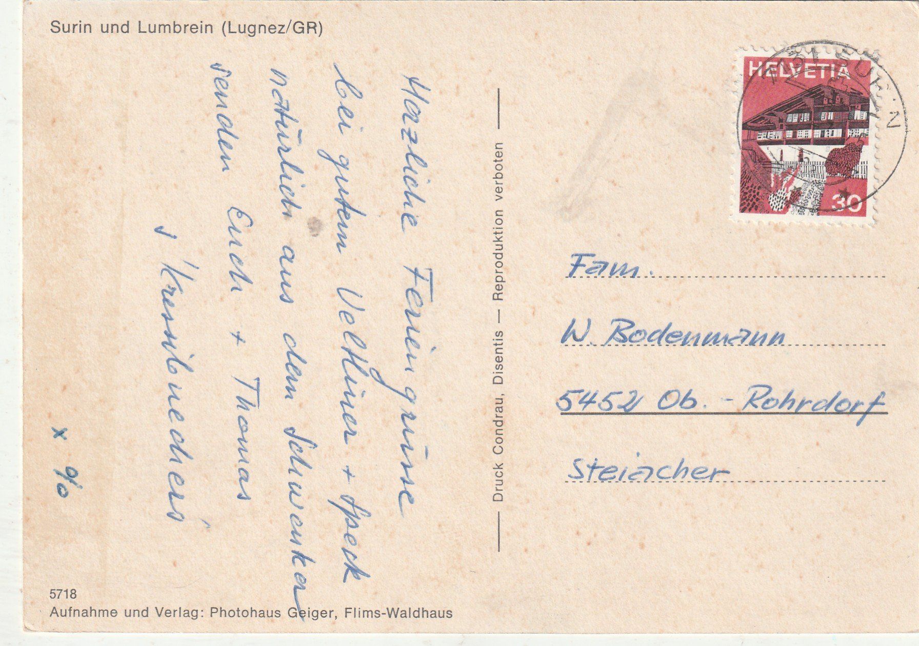 Cartoline postali: Weiler Surin - Silgin mit Lumbrein – Usato da Lumbrein venduto da made02 1