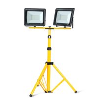 LED Baustrahler mit Stativ, 2x50W Strahler 6500K Kaltweiß