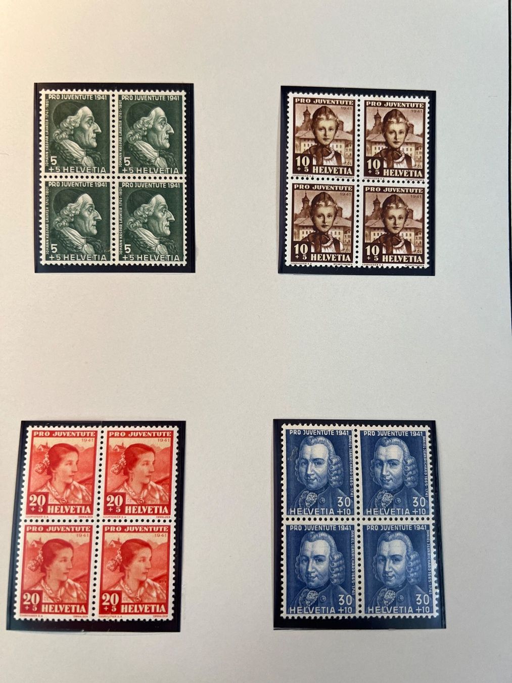 Tutti i francobolli: Pro Juventute, 1939 bis 1948, Vierblock, postfrisch – Usato da Oberhasli venduto da Sicurezza 2