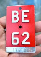 Velonummer BE 62 von 1962 - Bern 176308