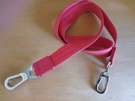 Orig Longchamp Schulterriemen Trageriemen Rot Koralle Silber