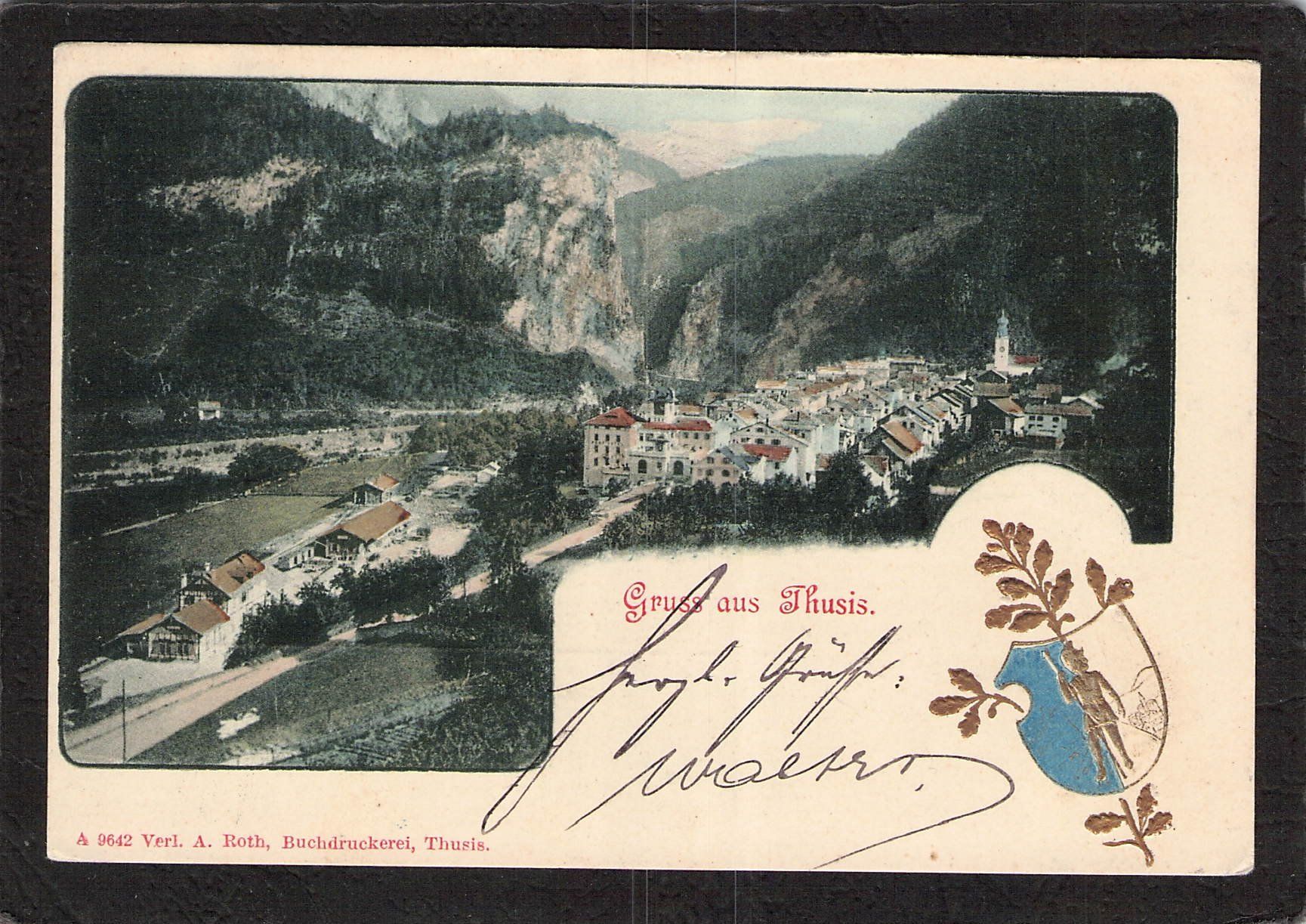 Cartoline postali: Prägekarte Thusis GR , gel. 1902 – Usato da Reichenburg venduto da Pipo-67