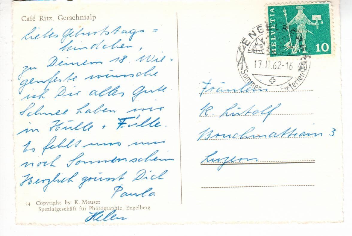 Cartoline postali: Café Ritz Gerschnialp Engelberg – Usato da Wolhusen venduto da Curver9 1