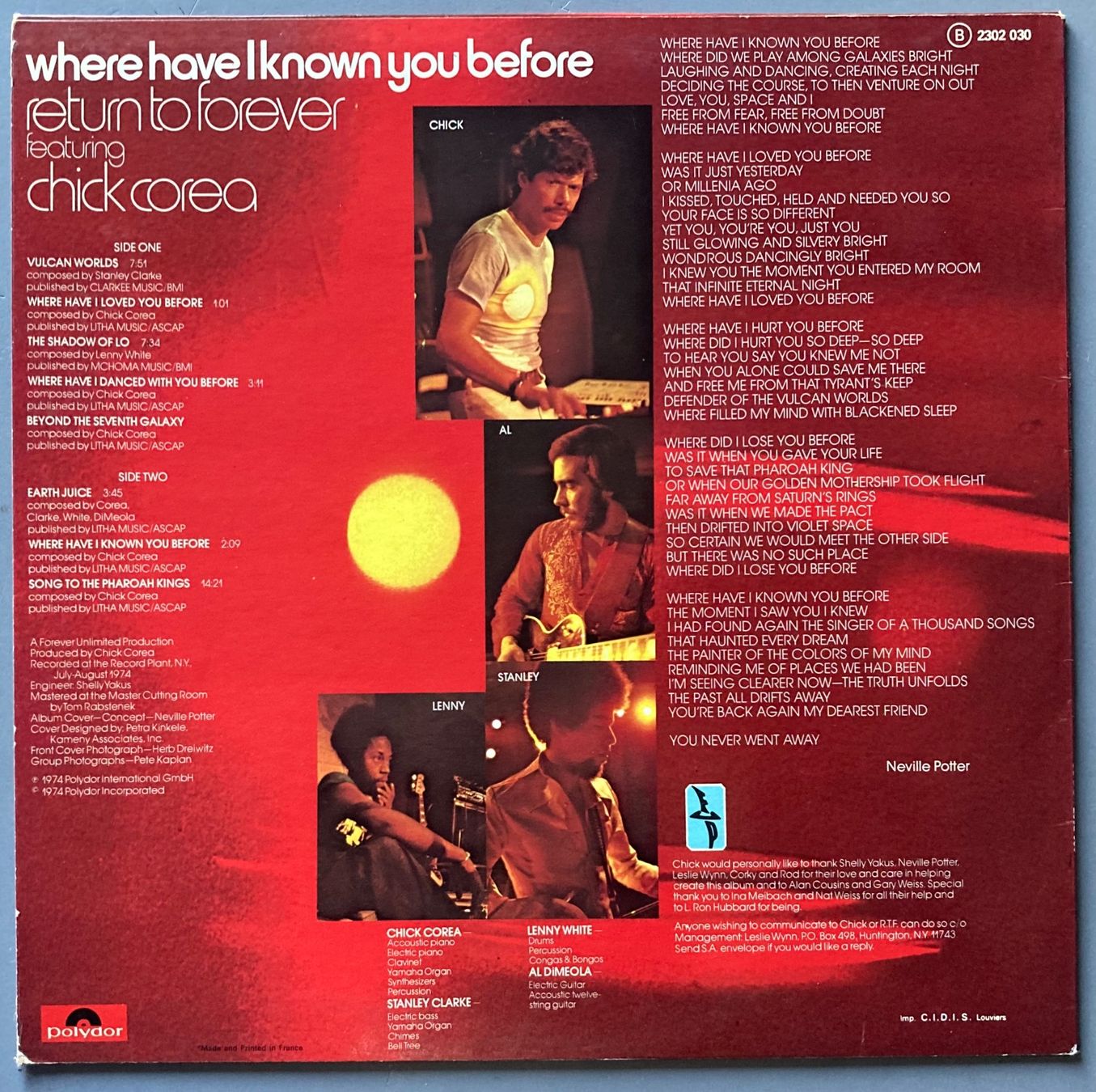 Dischi in vinile: RETURN TO FOREVER FEATURING CHICK COREA - WHERE HAVE I KNOW – Usato da Poliez-Pittet venduto da Newtown-Records 1