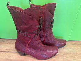 Damen Stiefel Bordeaux Rot Leder / Gr.37,5 NEU!!
