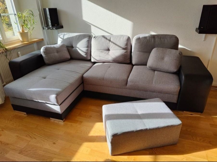 Ecksofa mit Bettfunktion, Stauraum und Hocker - Canapé-lit (Gebraucht ...