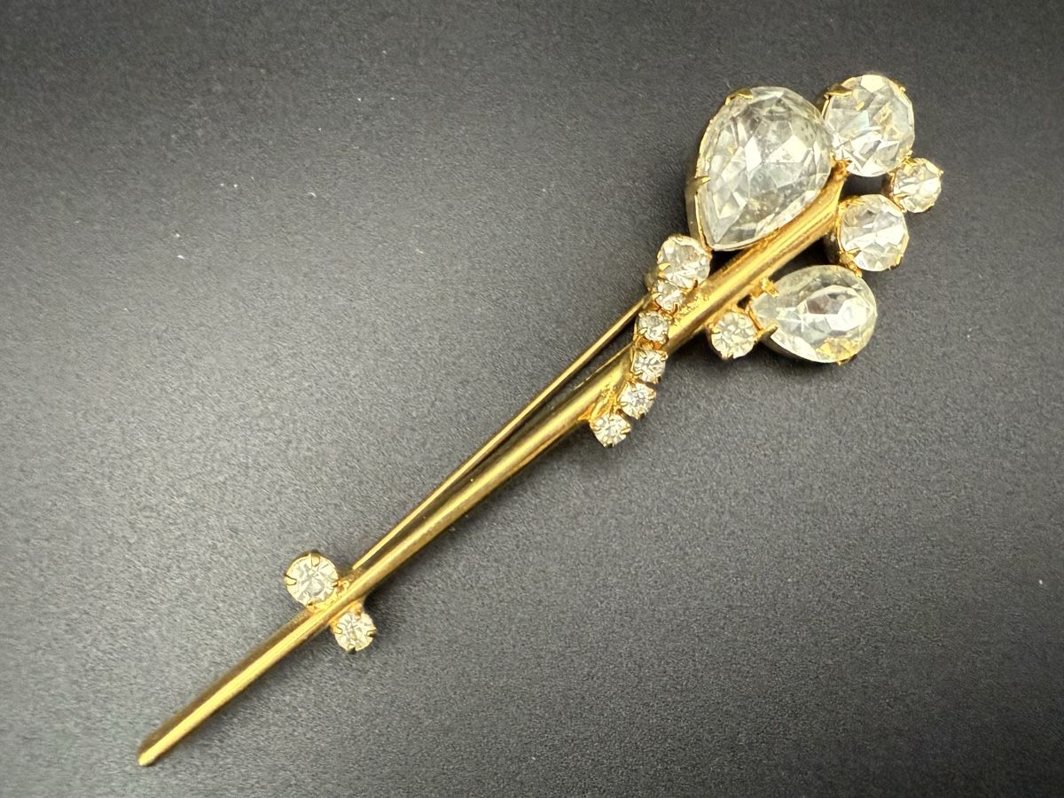 Spille & Fermagli: Vintage-Gold-Brosche mit Strasssteinen – Usato da Lamone venduto da LaCantinaMagica