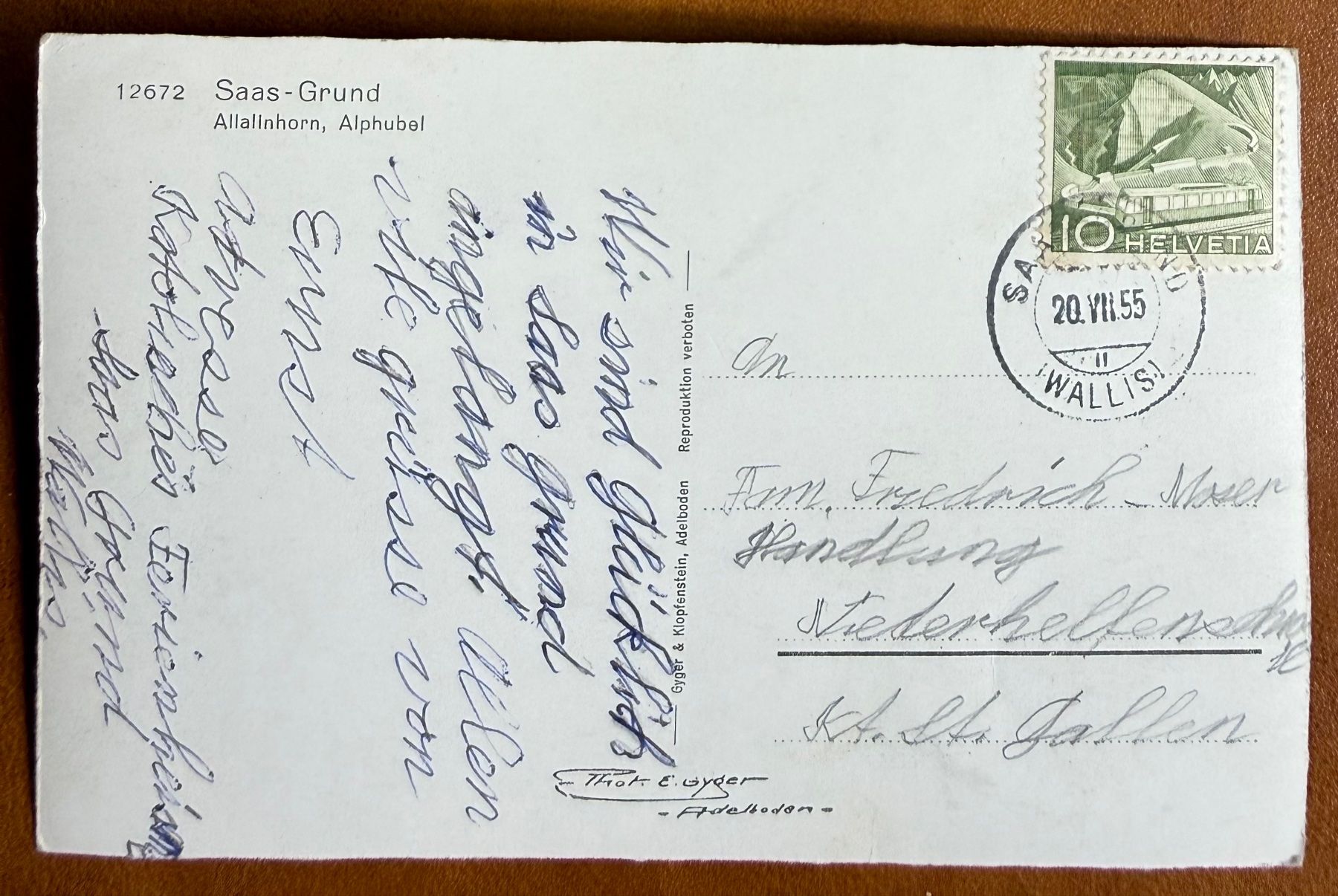 Cartes postales: saas - Grund - Panorama 1955 – D'occasion à Lutry par Ediego 1