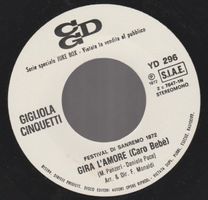 7 " CINQUETTI GIGLIOLA /GIANNI NAZZARO GIRA L'AMORE ( CARO B