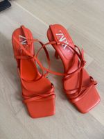 ZARA Sommer Sandale Gr. 37 Orange Neu