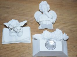 Set Engel als Kerzenständer und 2 Engel