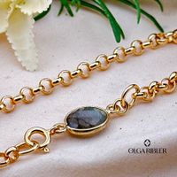 Silberarmband mit Labradorit, vergoldet