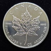 1 Unze Silber Kanada Maple Leaf 5$, 999/1000 Silber, 1988