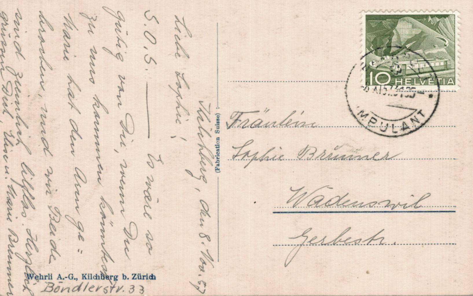 Cartoline postali: Alte Ansichtskarte Kilchberg ZH, Kirche, 1957 – Usato da Luzern venduto da Kartenansicht 1