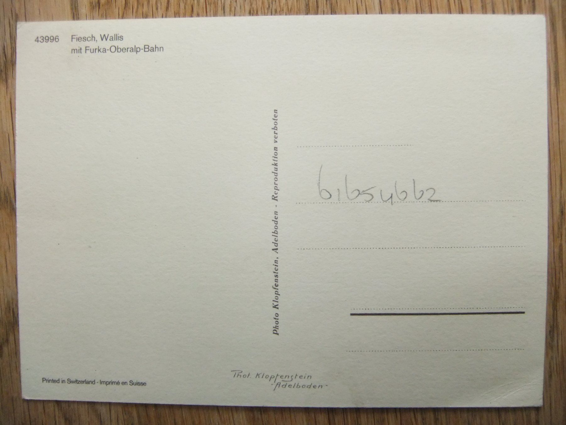 Cartoline postali: Fiesch und Furka Oberalp Bahn – Usato da St. Niklaus VS venduto da wunschlos54 1