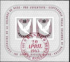 1945 BASEL Block W23 Sonderstempel-o passend top ab 1.-