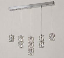 Pendelleuchte 5-flammig Kristallglas Chrom guter Zustand