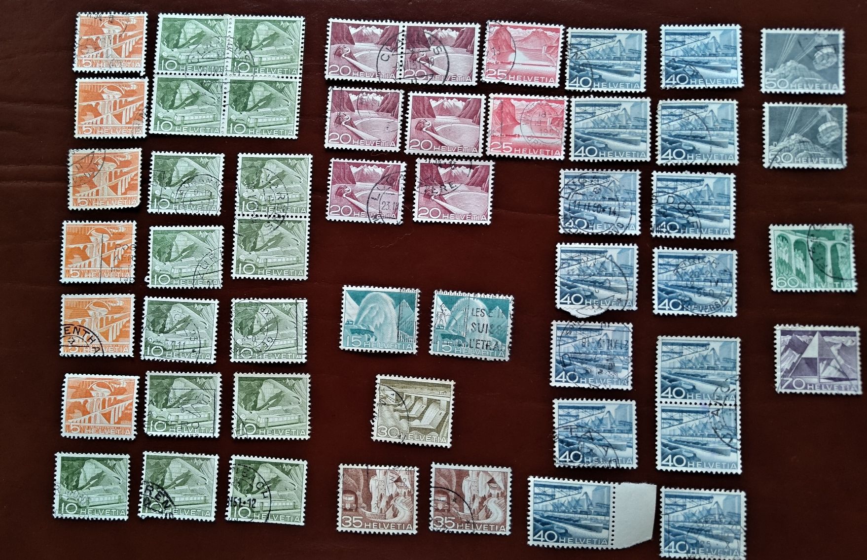 Alle Briefmarken: 52 Francobolli Svizzera "Tecnica e Paesaggi" – Gebraucht aus Lugano von fbo_82wg