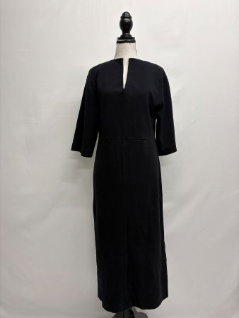 COS Midikleid Gr. S dunkelblau V-Ausschnitt Kleid Baumwolle