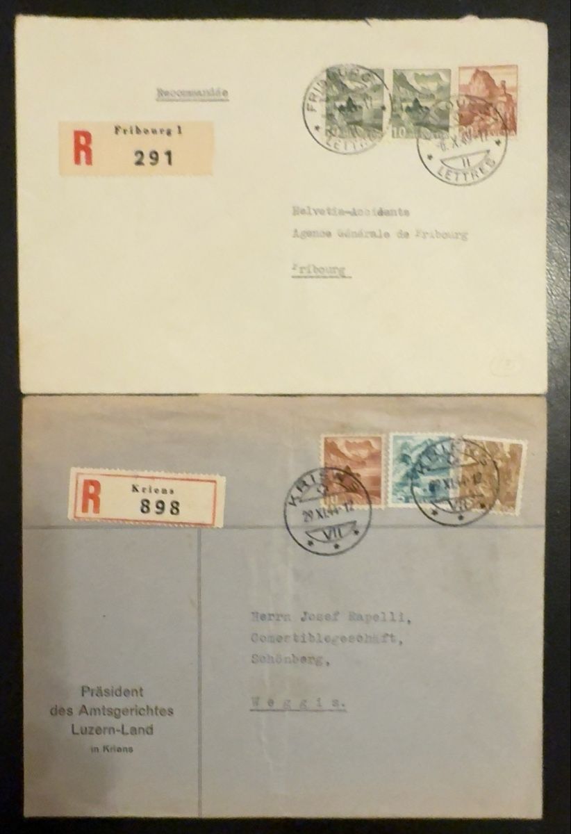 Tous les timbres: 2 Schweiz Einschreibebriefe R-Briefe Landschaftsmarken – D'occasion à birsfelden par tim0444