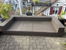 Rattan Lounge Sofa braun mit Polster gebraucht