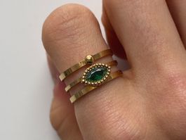 18KGP Zirkonia Goldene Ring Edelstahl