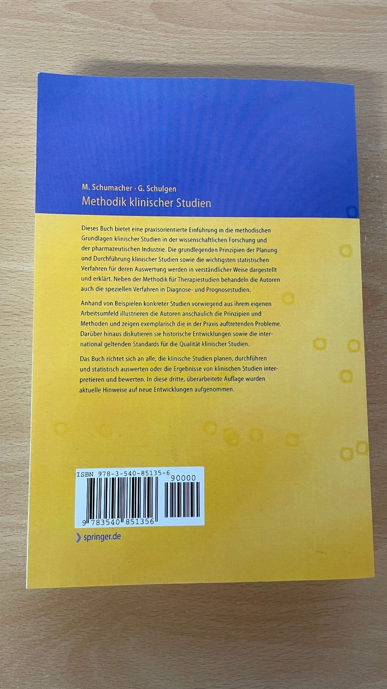 Libri: Methodik klinischer Studien – Usato da Glattfelden venduto da cybermaxx 1