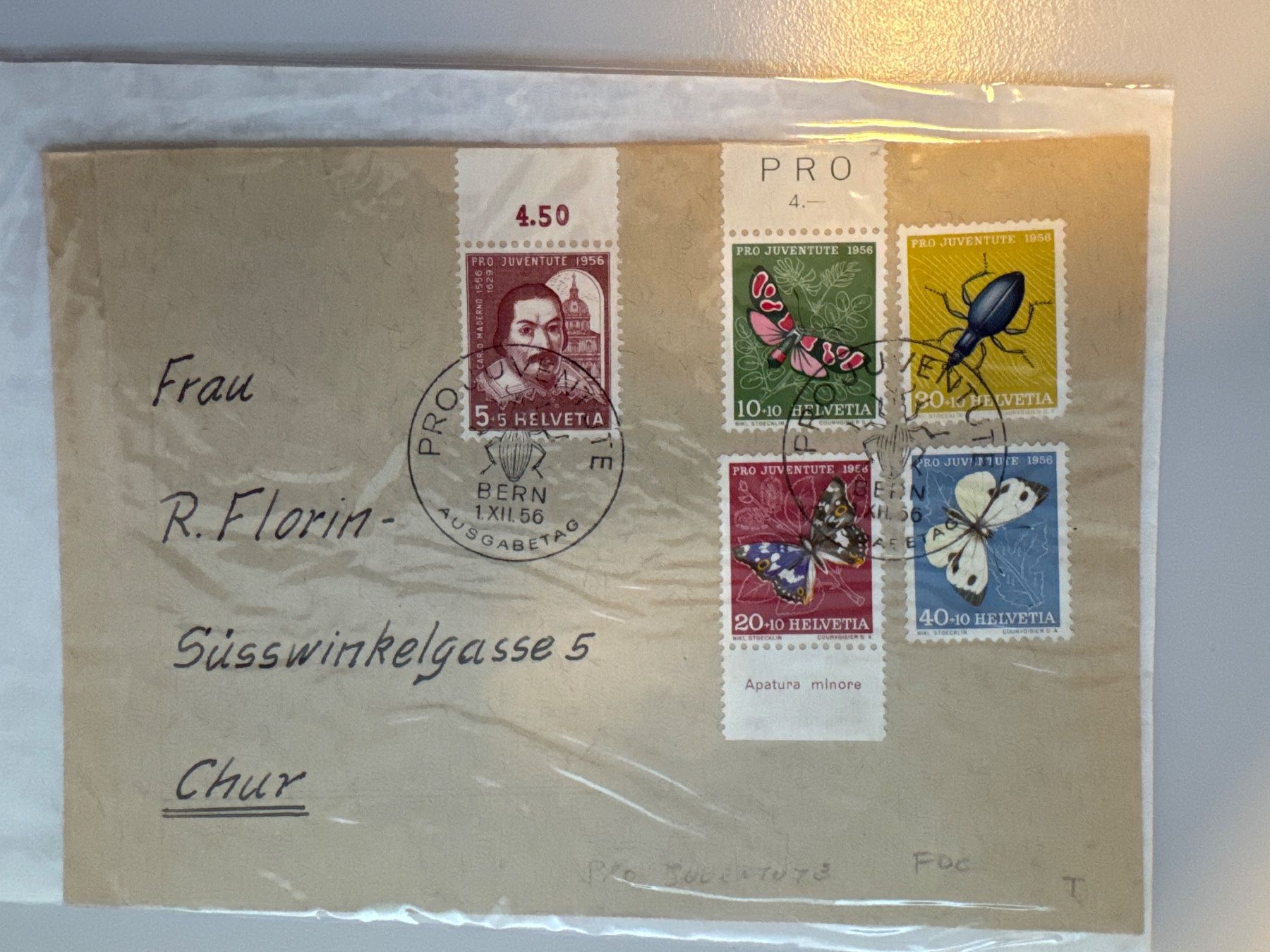 Tutti i francobolli: 1956 Pro Juventute Set auf Brief – Usato da Küssnacht am Rigi venduto da SUOMIMASTER