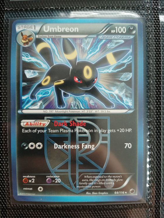 Umbreon Rare Plasma Frost Acheter sur Ricardo