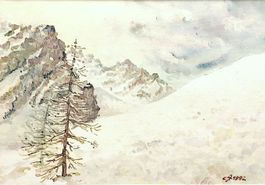 Aquarell Berglandschaft Alpen