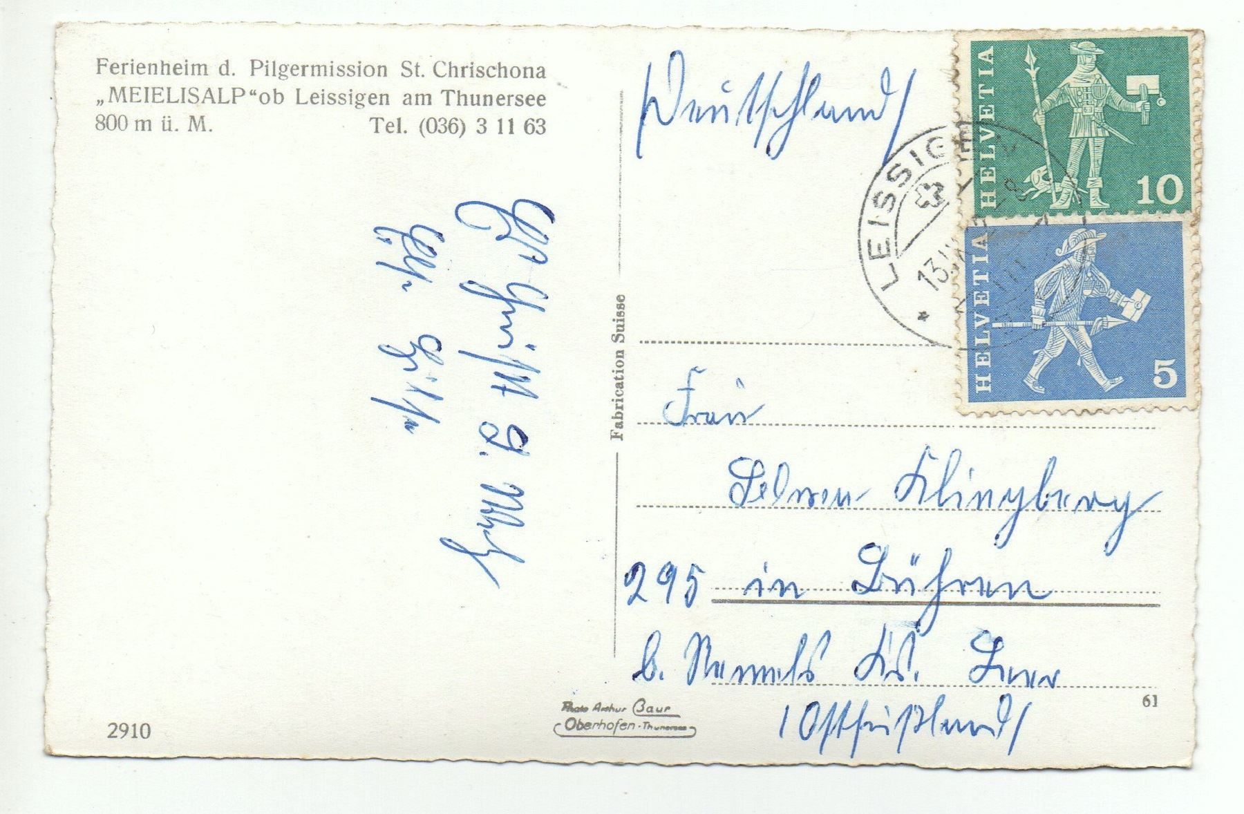 Ansichtskarten: LEISSIGEN Meielisalp – Gebraucht aus Jona von philajona 1