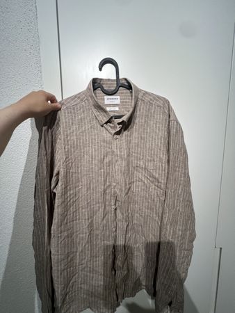 Lindbergh shirt striped cotton linen size L relaxed fit