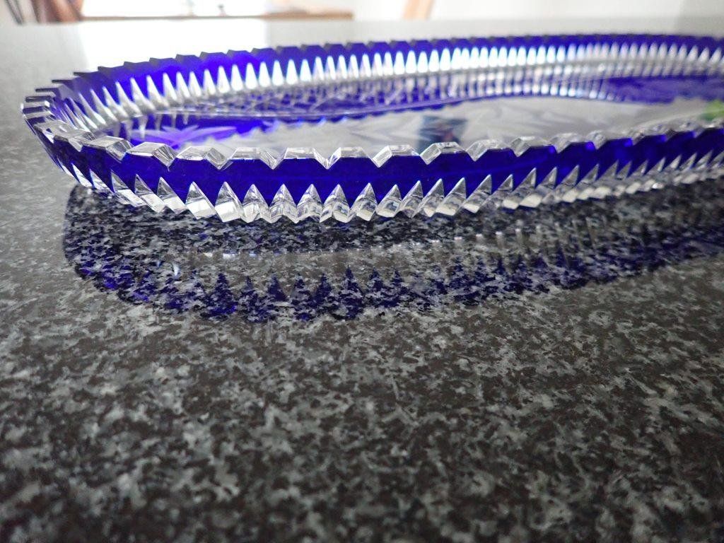 Piatti di portata: Kristallglasschale Platte blau – Usato da Galgenen venduto da Marc98 3
