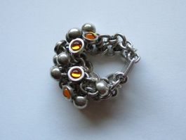 Bague Esprit argent 925 avec ornements ambrés, taille 8