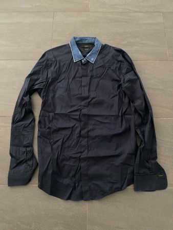 Chemise homme Diesel bleu nuit , col en jean, taille M