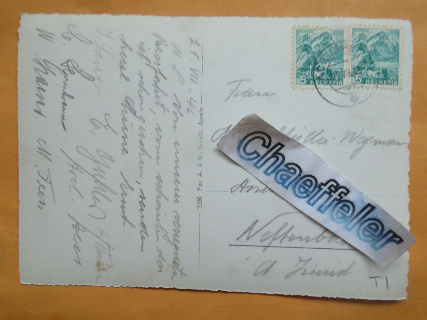 Cartes postales: 1946 Panorama Alta Valle Blenio – D'occasion à Zürich par Chaeffeler 1