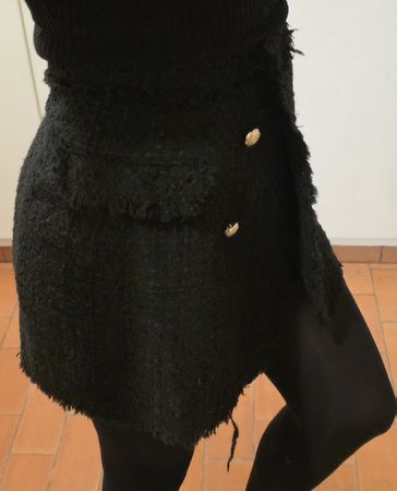 Zara Rock-Shorts, Tweed, schwarz, Grösse S 