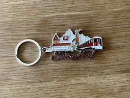 Schlüsselanhänger Schweiz Berge Zug Capra Edelweiss neu