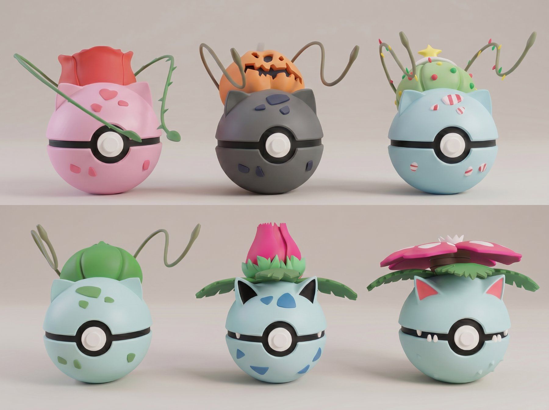 Statuette: Pokeball Bulbasaur Evolution + Special Editions - 3D Printed – Nuovo (secondo la descrizione) da Ligornetto venduto da Nero_Forma_3D
