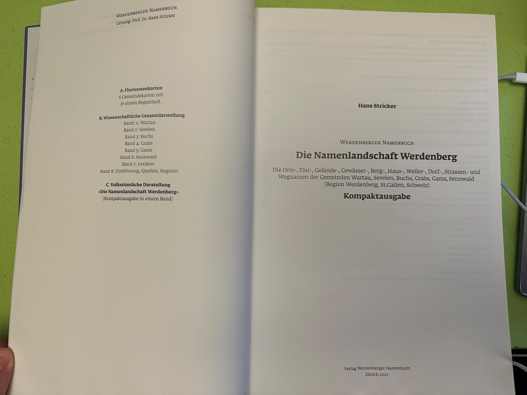 Libri: Hans Stricker: Die Namenlandschaft Werdenberg. – Usato da Zürich venduto da allp 2