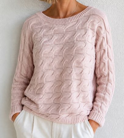 🌷 Oui Feinstrick Zopfdesign Pullover Rosé Gr. 42 wie neu