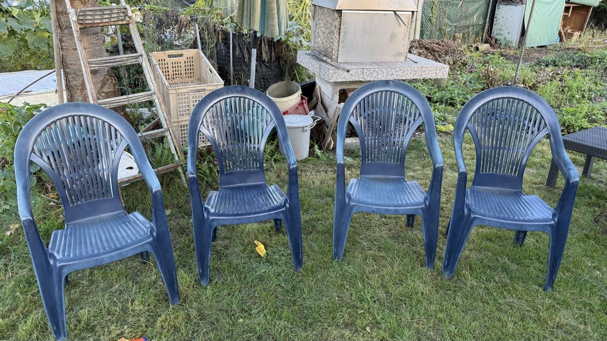 Stühle: blaue Gartenstühle – Gebraucht aus Root von Jana_Ma