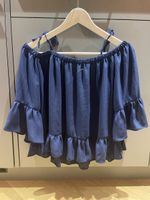 Blaue off-shoulder Bluse, Gr. S