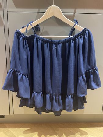 Blaue off-shoulder Bluse, Gr. S