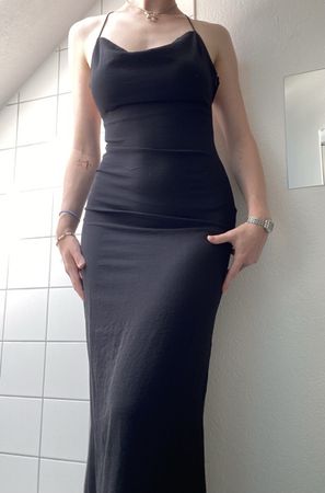Black cowl neck maxi dress - size s