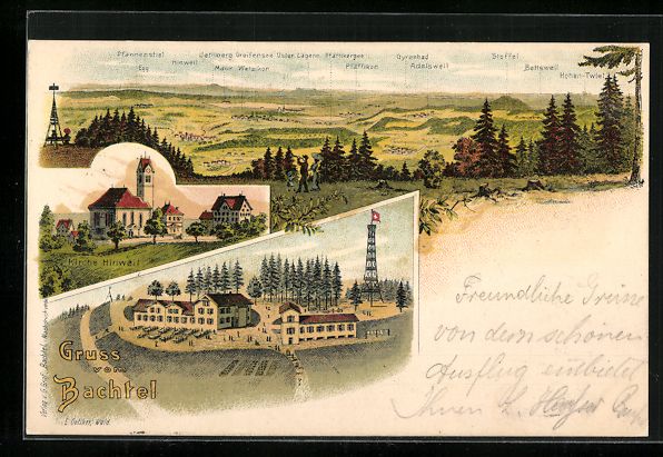 Cartes postales: Litho Hinweil, Kirche in Hinweil, Panora – D'occasion à Berlin par bartko-reher