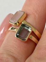 Ring blau eckig rechteckig Baguette 925 gold 49