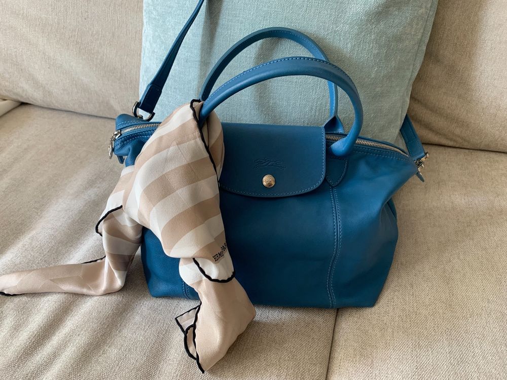 Sac longchamp pliage cuir couleur bleu canard Acheter sur Ricardo